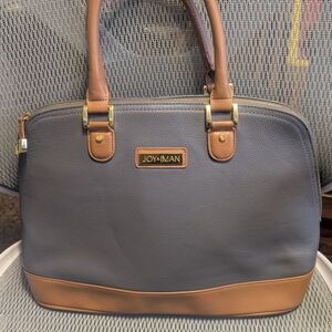 Joy & Iman Gray and Tan Men's Bag